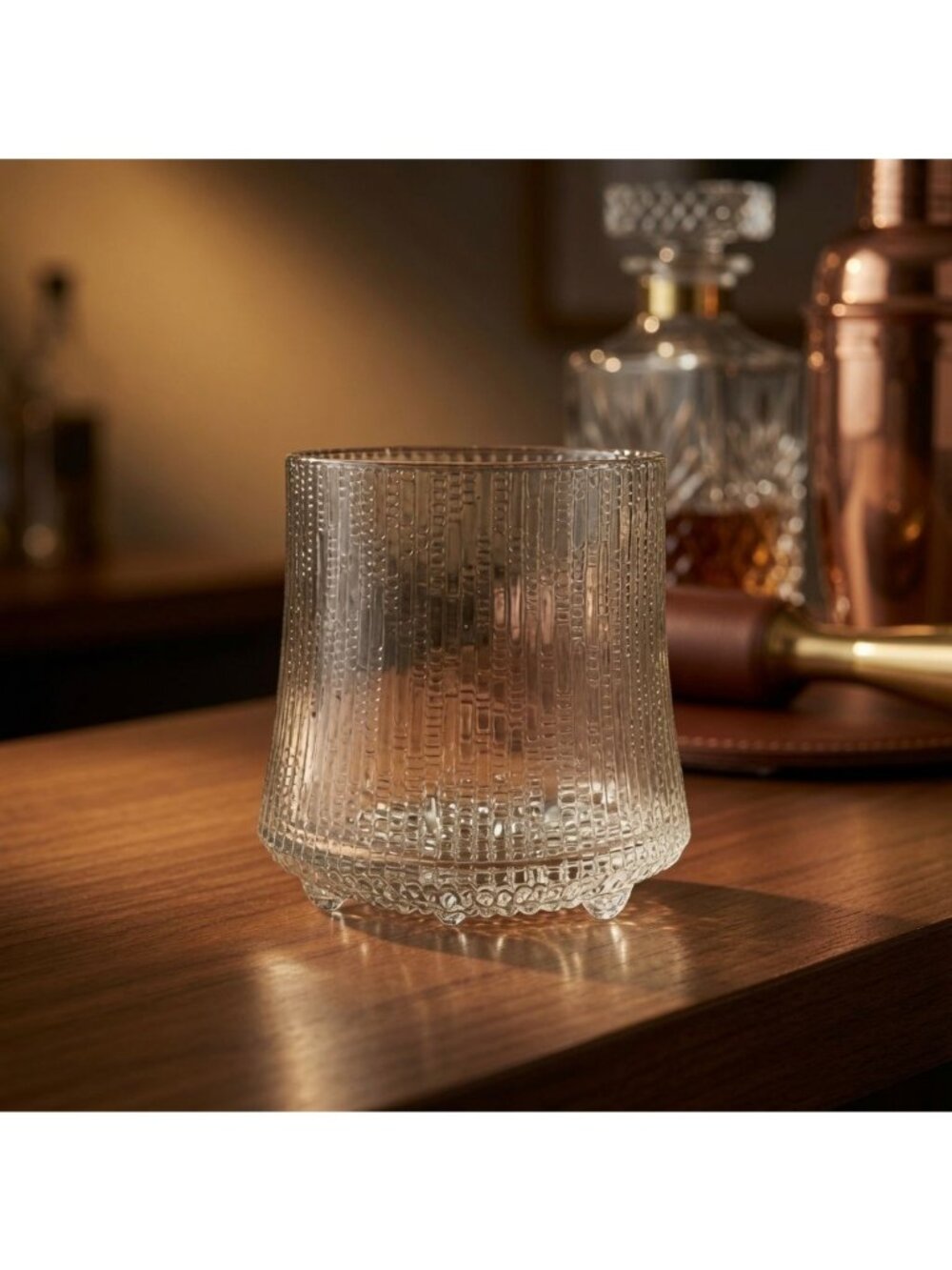 Vintage Wirkkala Iittala Ultima Thule Glass 5" Footed Ice Bucket Melting Ice